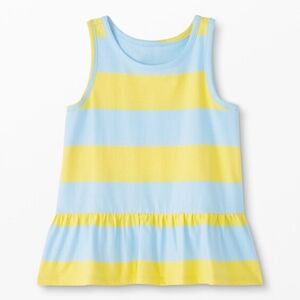 Hanna Andersson Stripe Peplum Tank Cloud Blue/Goldfinch | Size 6-7